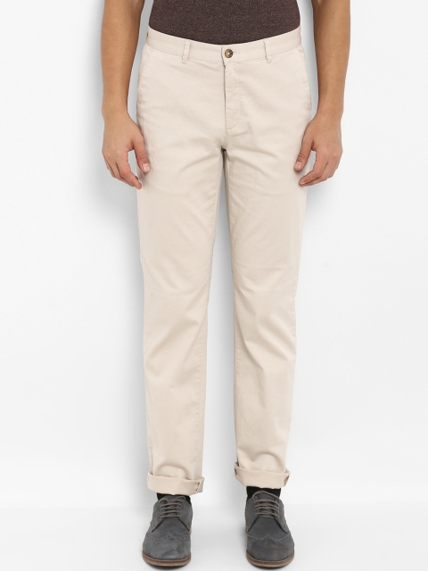 

ColorPlus Men Cream-Coloured Slim Fit Solid Regular Trousers