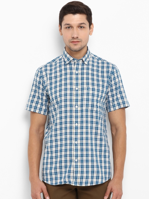 

ColorPlus Men Blue & White Slim Fit Checked Casual Shirt