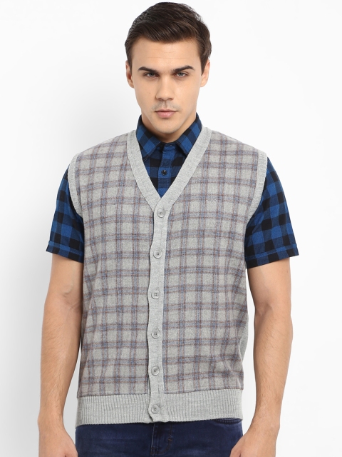 

ColorPlus Men Grey Checked Sweater Vest