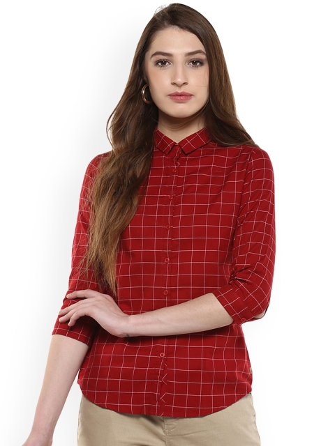 

Crimsoune Club Women Red Standard Slim Fit Checked Casual Shirt