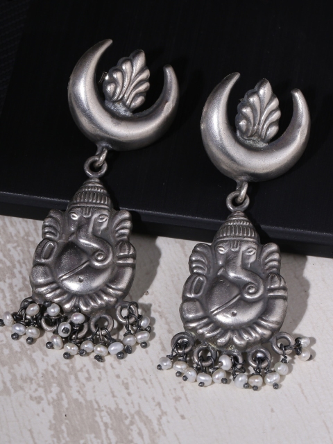 

ADORN by Nikita Ladiwala Silver-Toned Contemporary Drop Earrings