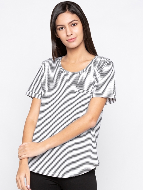 

Globus Women Black Striped Round Neck T-shirt