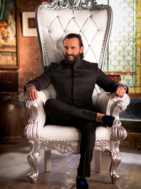 

House of Pataudi Black Self-Design Bandhgala Blazer