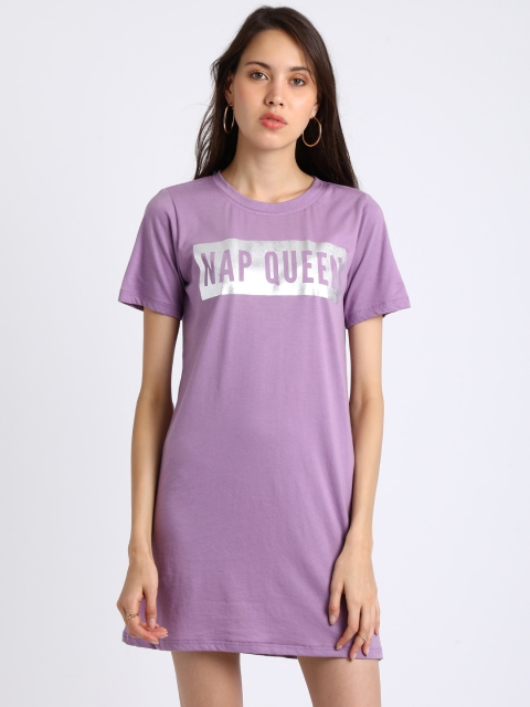 

Besiva Women Purple Printed T-shirt Dress
