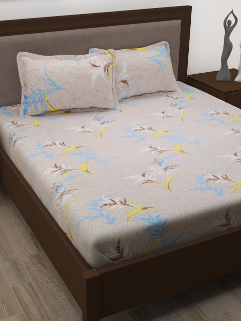 

Story@home Grey & Off-White Floral Flat 186 TC 1 Double Bedsheet with 2 Pillow Covers