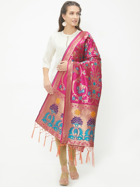 

Faserz Pink & Blue Woven Design Dupatta