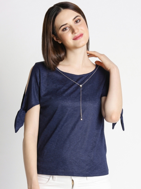 

Annabelle by Pantaloons Women Navy Blue Solid Top