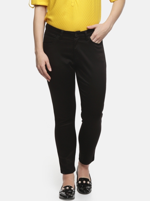 

Annabelle by Pantaloons Women Black Slim Fit Solid Regular Trousers