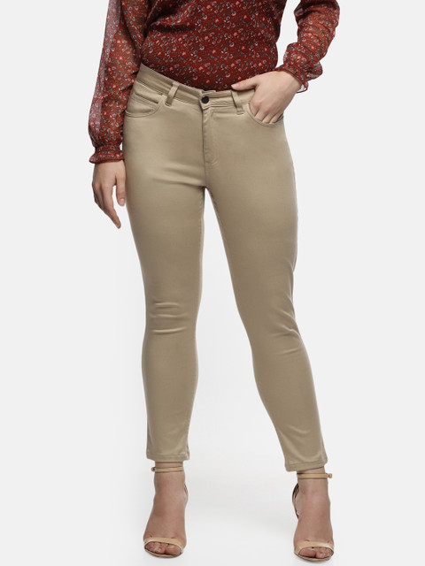 

Annabelle by Pantaloons Women Khaki Slim Fit Solid Regular Trousers