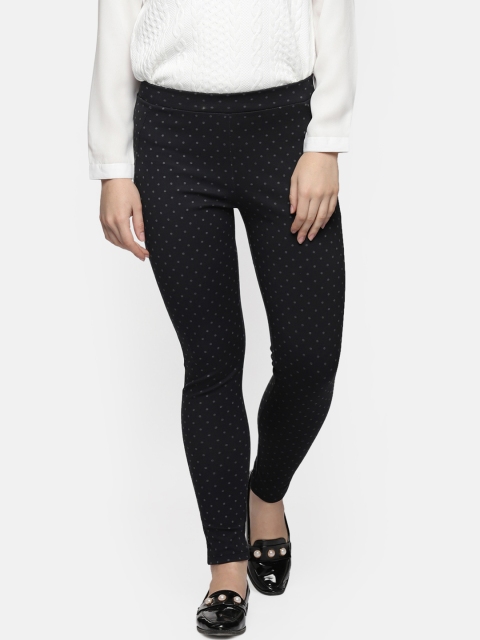 

Annabelle by Pantaloons Women Black Slim Fit Printed Regular Trousers