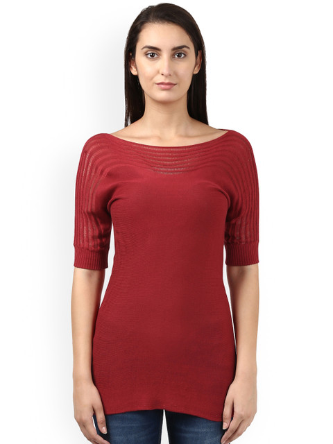 

Park Avenue Women Red Self Design Top