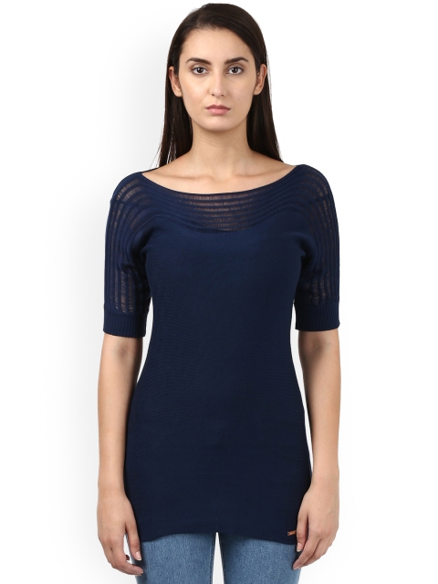 

Park Avenue Women Navy Blue Self Design Top