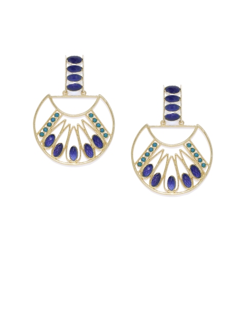 

Pipa Bella Blue & Gold-Toned Geometric Drop Earrings