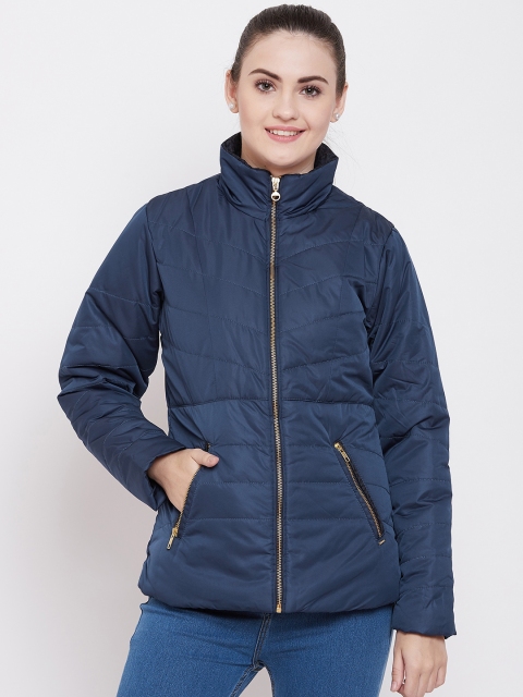 

Duke Women Navy Blue Solid Padded Jacket