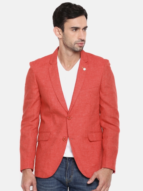

The Indian Garage Co Men Red Solid Casual Single-Breasted Pure Cotton Blazer