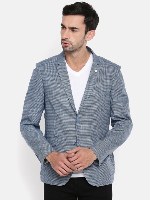 

The Indian Garage Co Blue & Black Checked Single-Breasted Regular Fit Casual Blazer
