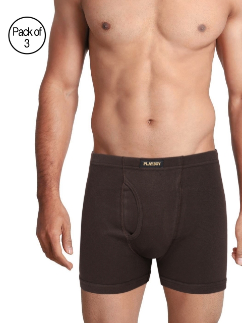 

Playboy Men Pack of 3 JACK I.E. Trunks PBE23I, Brown