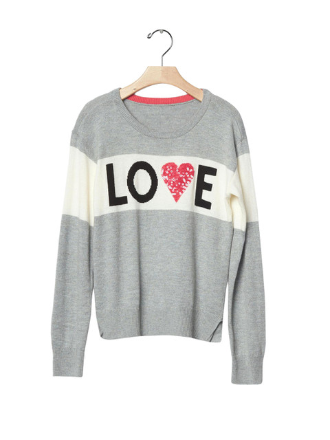 

GAP Grey Girls Embellished Intarsia Love Sweater