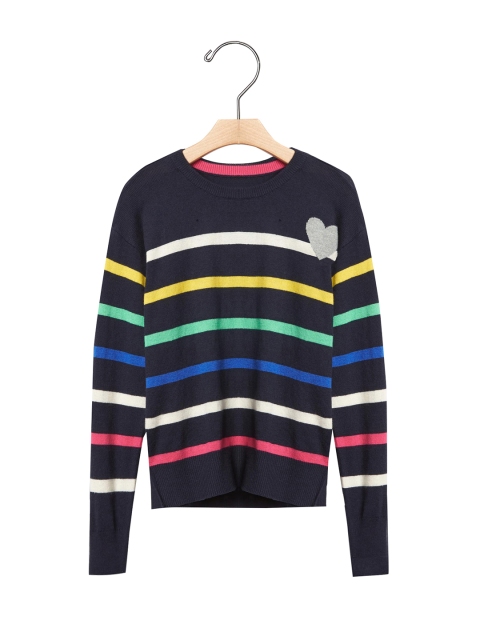 

GAP Girls Black Intarsia Heart Stripe Sweater, Navy blue