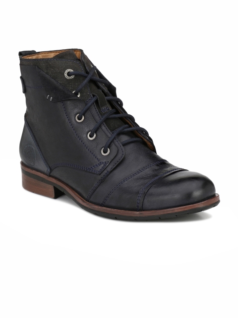 

Alberto Torresi Men Navy Blue Solid Synthetic High-Top Flat Boots