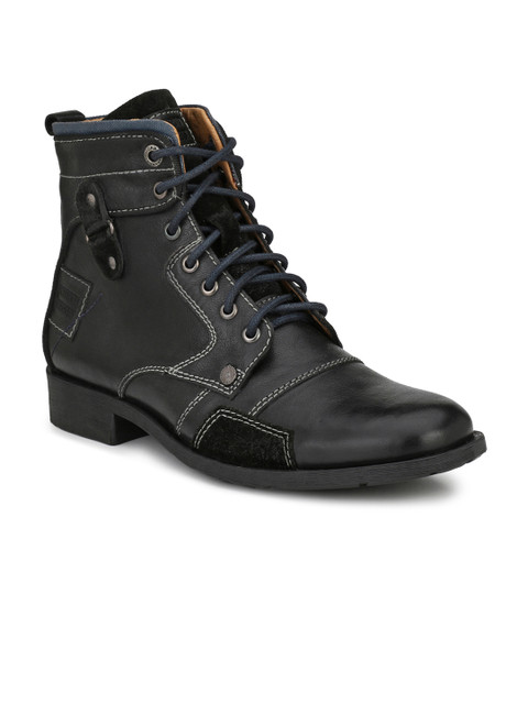 

Alberto Torresi Men Black Solid High-Top Flat Boots