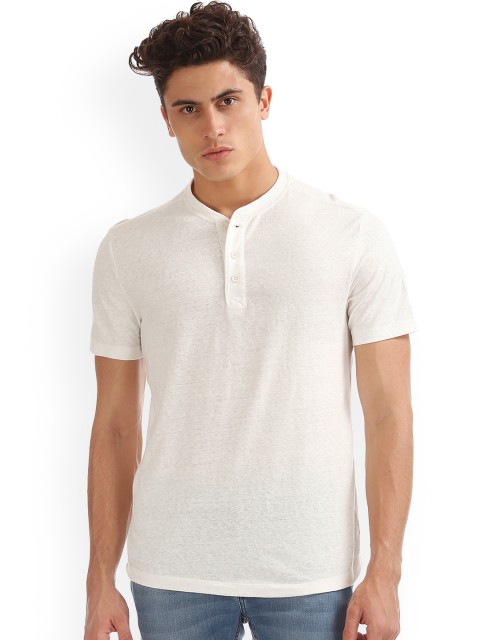 

GAP Men White Band Collar Short Sleeve Tshirt