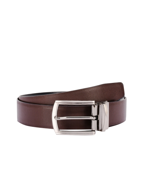 

BuckleUp Men Black & Brown Leather Reversible Textured Belt