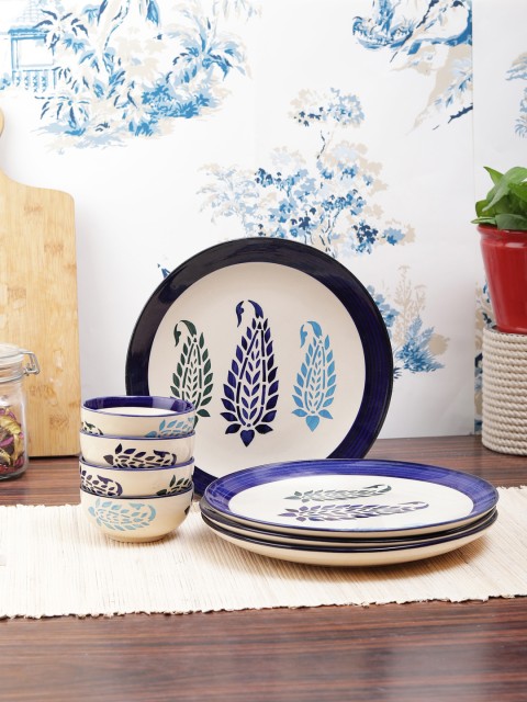 

VarEesha Off-White & Blue 8-Pieces Printed Ceramic Dinner Set