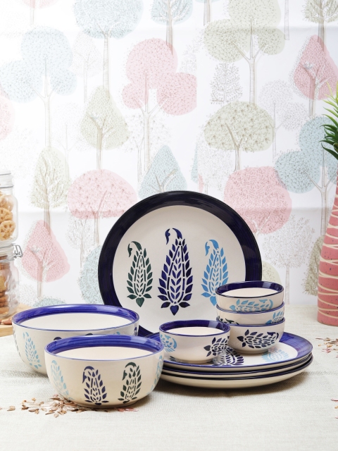 

VarEesha Off-White & Blue 10-Pieces Printed Ceramic Dinner Set