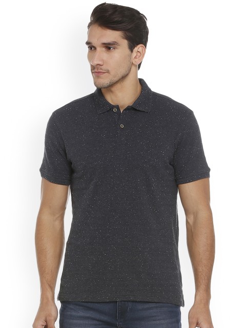 

Allen Solly Men Charcoal Self Design Polo Collar T-shirt