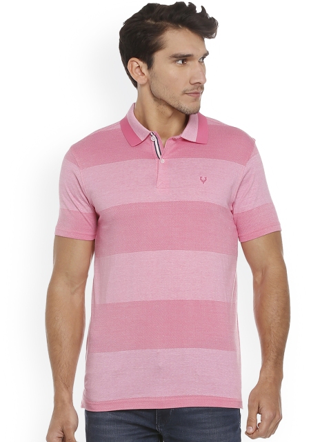 

Allen Solly Men Pink Striped Polo Collar T-shirt
