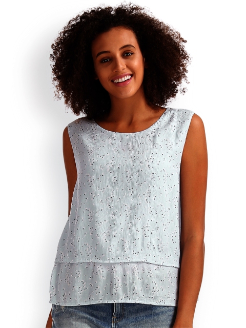 

GAP Women Blue Layered Printed Top