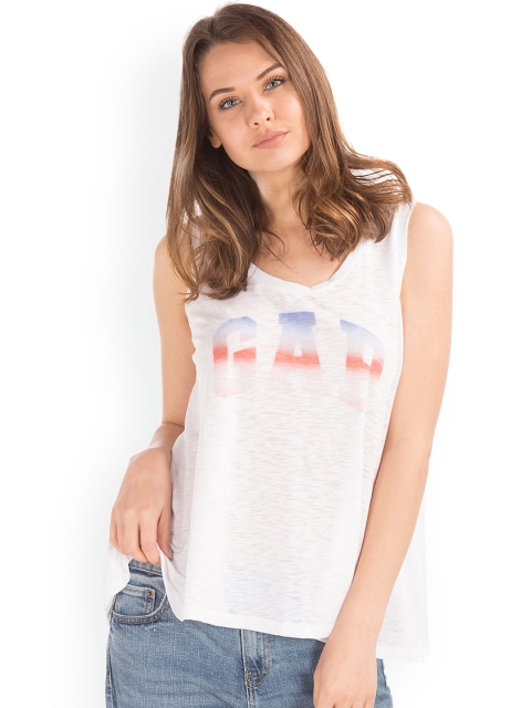 

GAP Women White Ombre Gap Print Tank Top