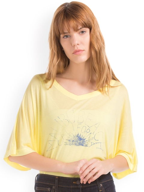 

GAP Women Yellow Modal Graphic Top