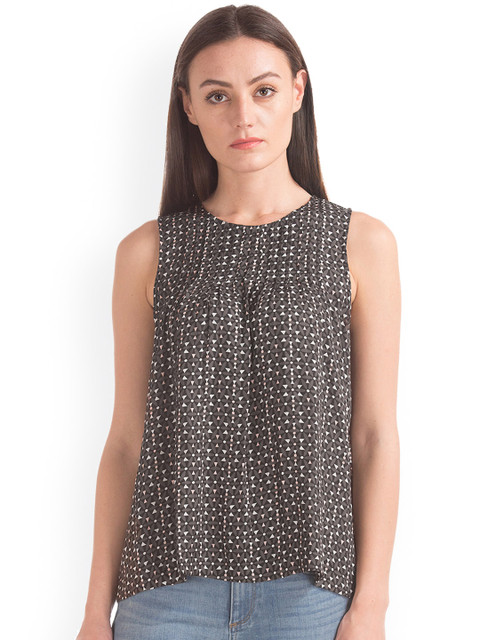 

GAP Women Print Pintuck A-Line Top, Grey