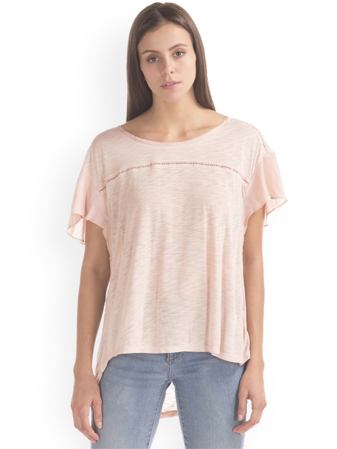 

GAP Women Pink Flutter Sleeve Top