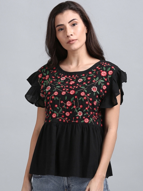 

GAP Women Black Washed Denim Top
