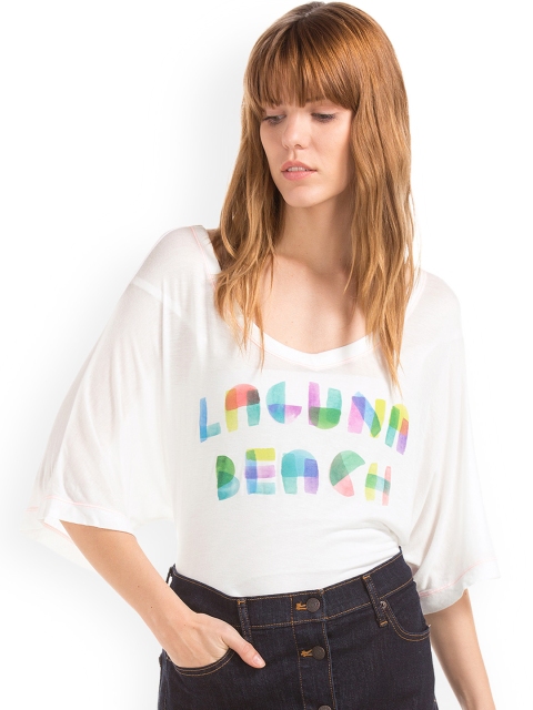 

GAP Women White Modal Graphic Top