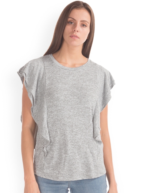 

GAP Women Softspun Flutter Sleeve Top, Grey