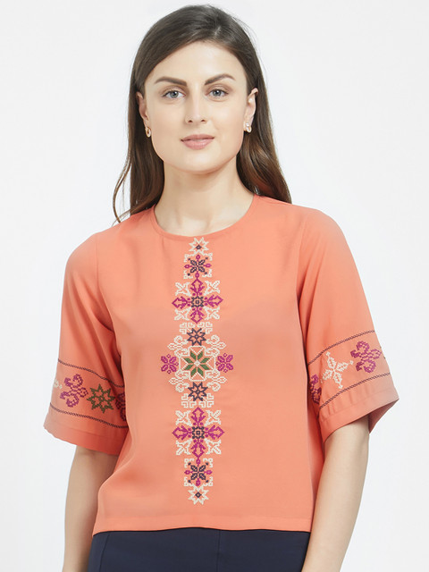 

Soie Women Peach-Coloured Solid Top