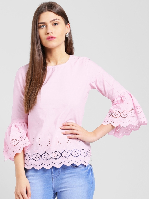 

Taanz Pink Self Design Pure Cotton Top