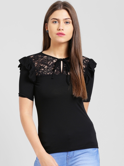 

Taanz Women Black Self Design Top