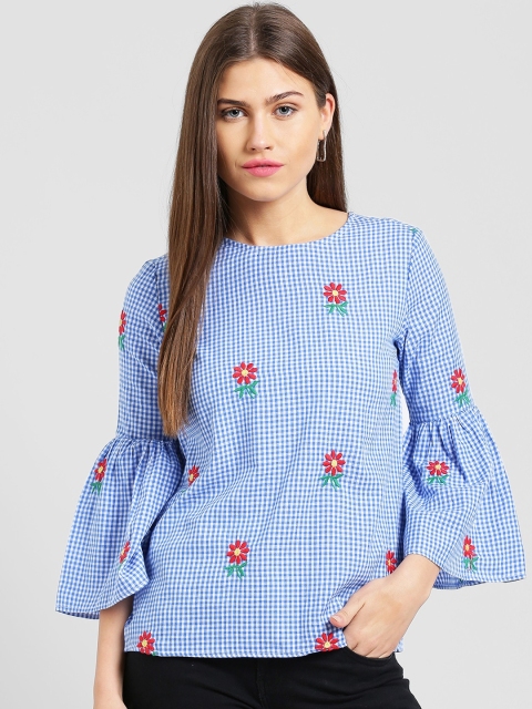 

Taanz Women Blue Printed A-Line Top
