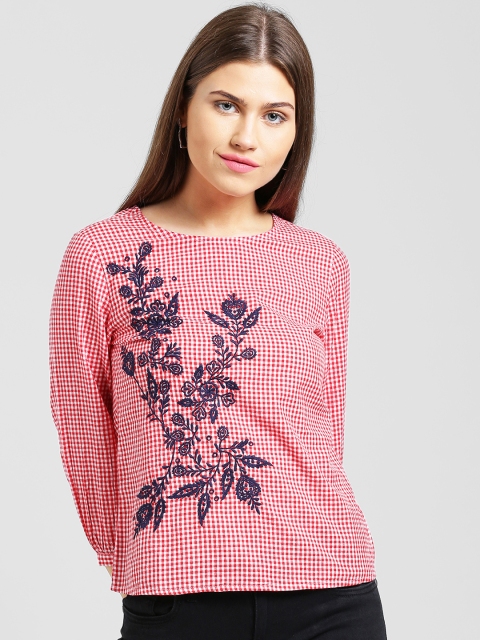 

Taanz Red Checked Pure Cotton Top