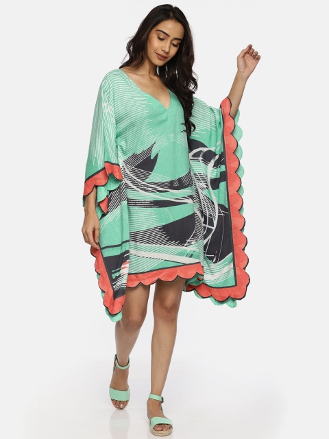 

The Kaftan Company Women Green Printed Kaftan Dress