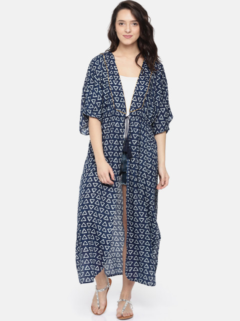 

The Kaftan Company Women Blue Printed Cover-Up Dress RW_VS_Indigo05