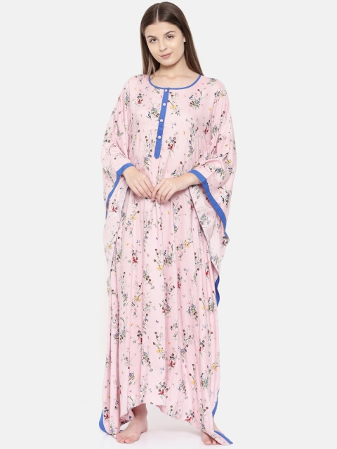 

The Kaftan Company Mauve Printed Nightdress, Pink