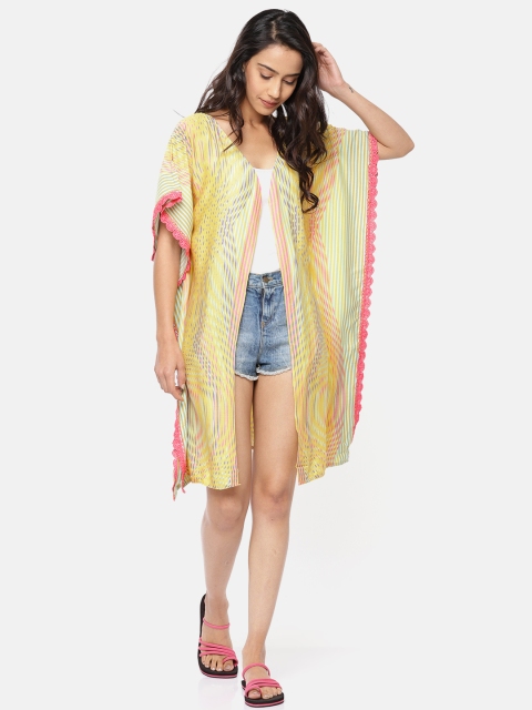 

The Kaftan Company Women Yellow Printed Kaftan Cover-Up Shrug RW_VS_AMARILO02