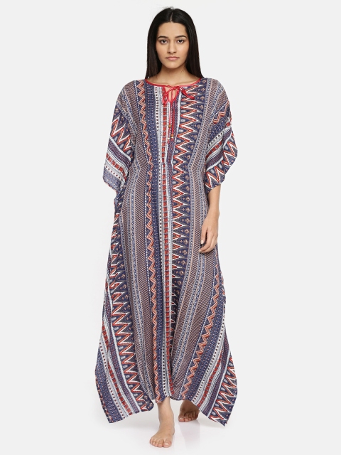 

The Kaftan Company Blue & White Printed Nightdress