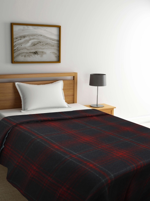 

Raymond Home Navy Blue & Red Checked Mild Winter 500 GSM Single Bed Blanket